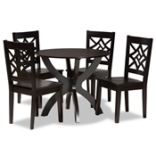 Baxton Studio Anila Modern and Contemporary Dark Brown Finished Wood 5-Piece Dining Set